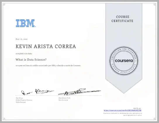 Curso con certificado de nuestro partner IBM y Coursera